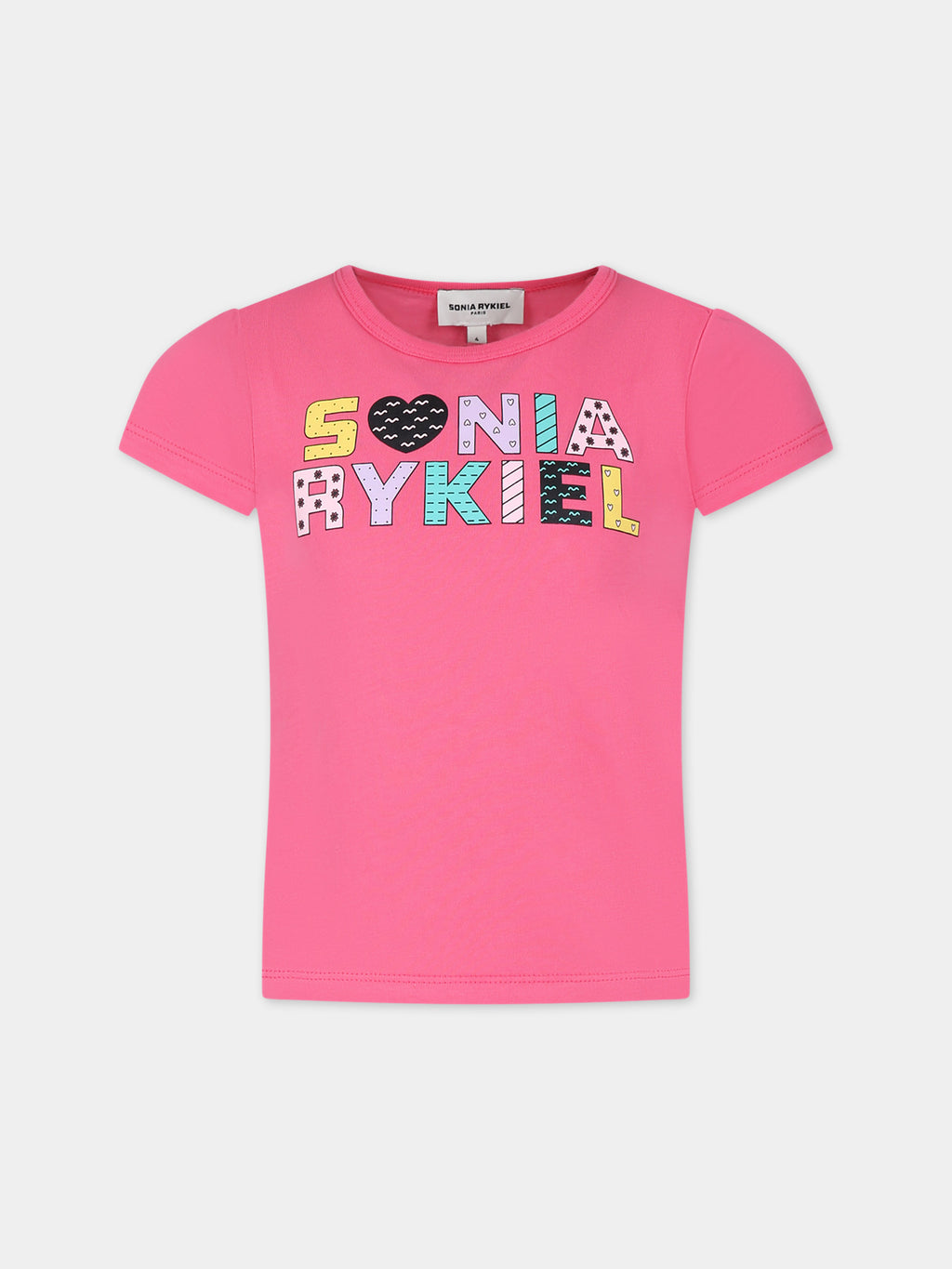 T-shirt rosa per bambina con stampa logo